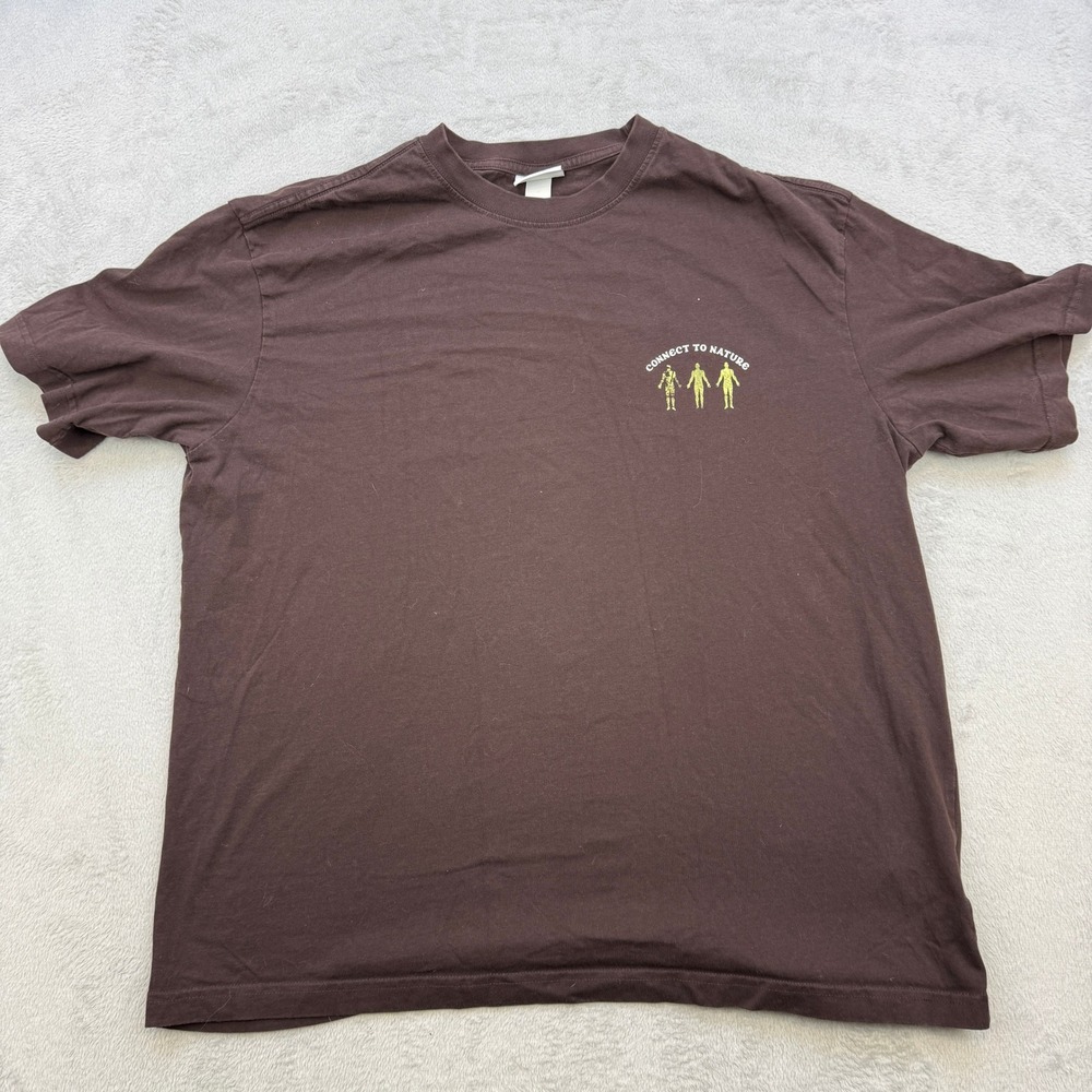HM T Shirt Mens‎ XL Brown Connect To Nature Graphic Relaxed Fit Earthy Gorpcore